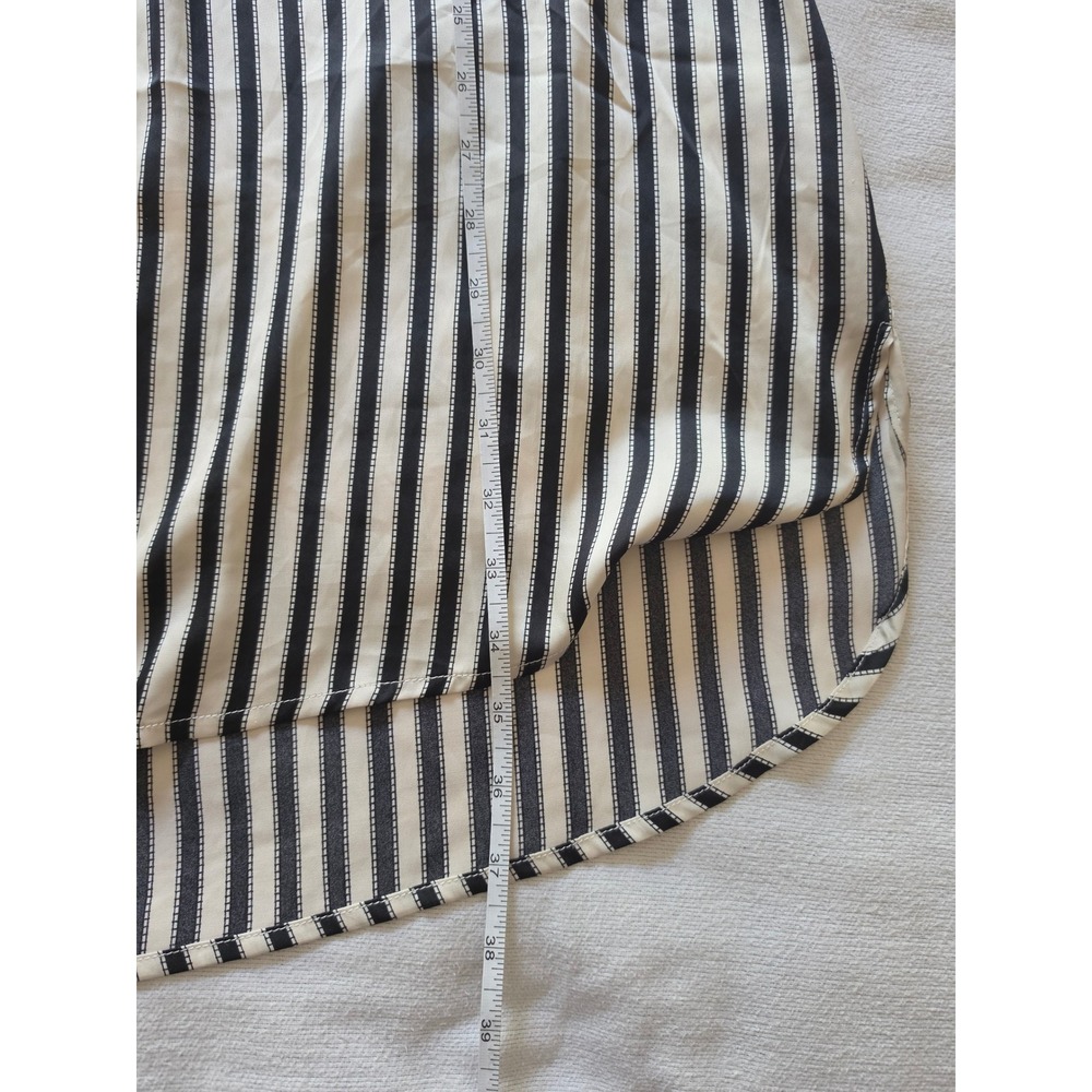 ee:some Black White Striped Button Down Shirt Dress Long Sleeve High Low Medium - Picture 4 of 6
